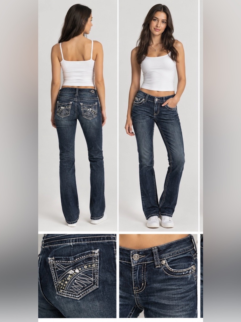 1st Kiss Dark Wash Triple Button Low Rise Bootcut Jeans Size 5 Grunge Indiecore